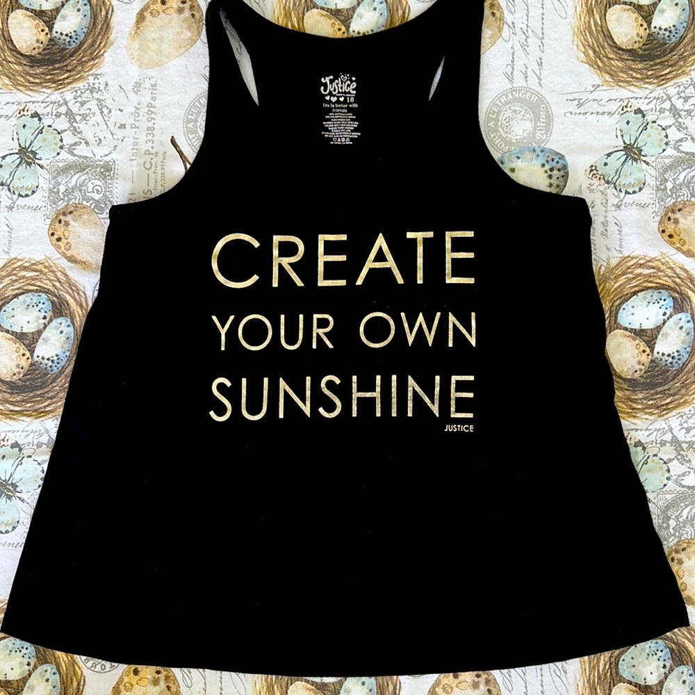 Justice black tank, size 18